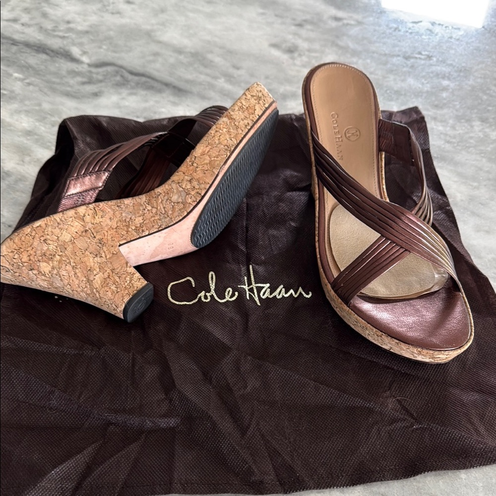 Cole Haan Women's Brown Wedge Sandals.